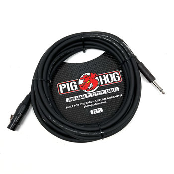 Pig Hog Hi-Z Microphone Cable, 20 Feet - XLR(F) to TS