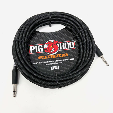Pig Hog "Black Woven" Tour Grade Balanced (TRS) Cable, 25 Feet