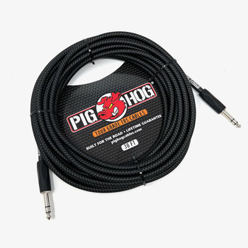 Pig Hog "Black Woven" Tour Grade Balanced (TRS) Cable, 30 Feet