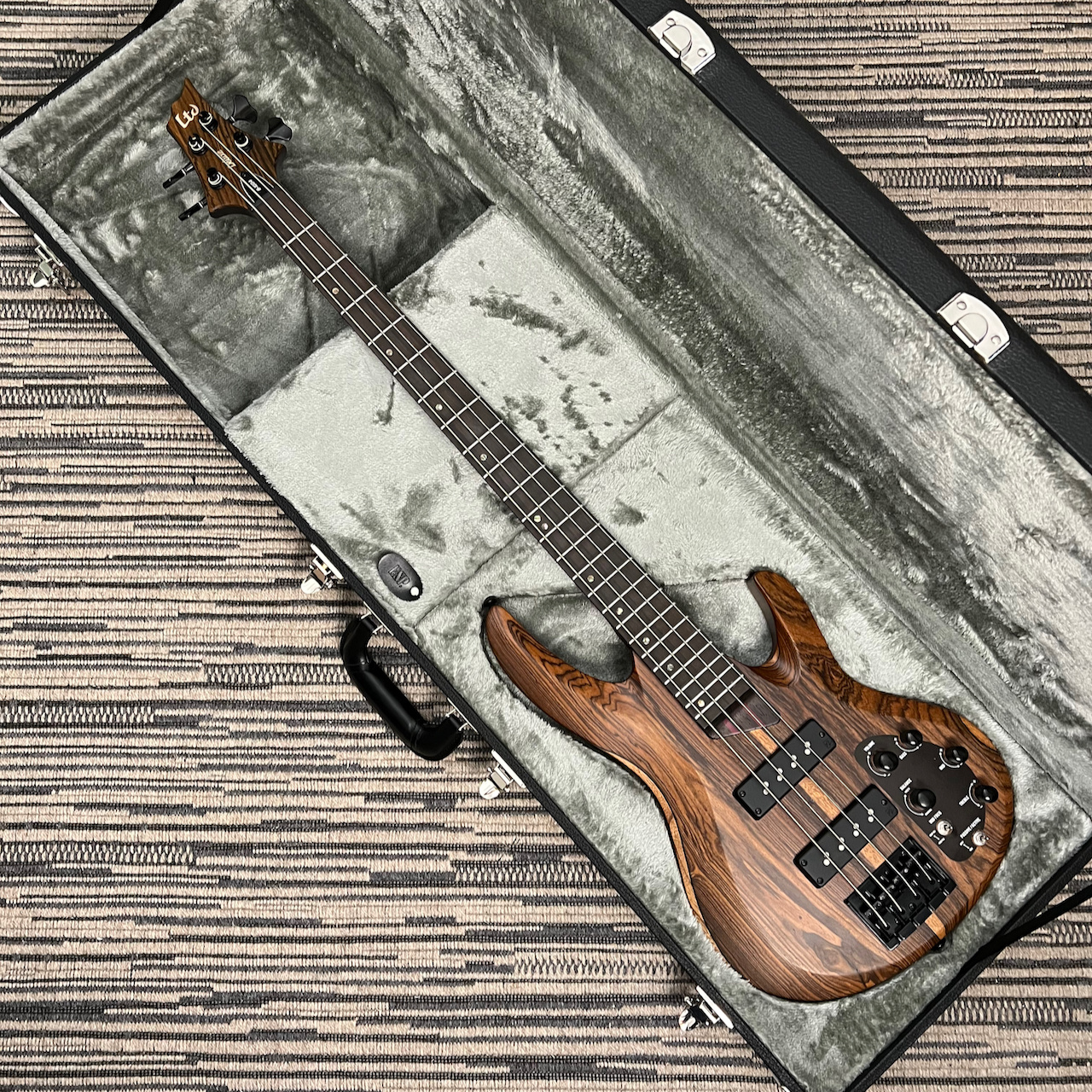LTD (ESP) B-1004 4-String Bass, Swamp Ash with Bocote Top, Natural Satin with Hardshell Case