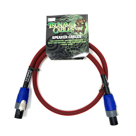 Tsunami Cables 3' Handcrafted Premium Speaker Cable with SpeakON Connectors, "Red Rocket"
