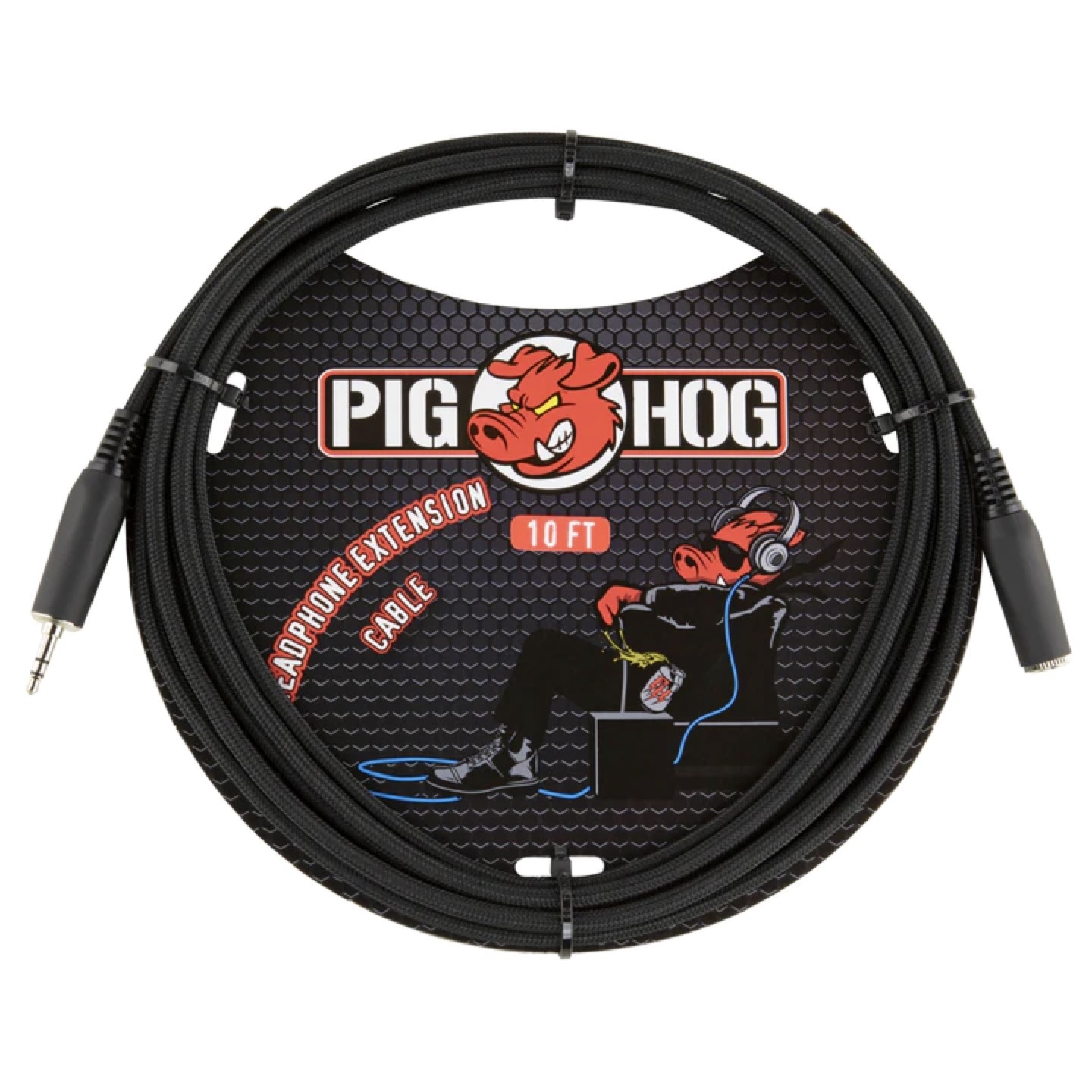 Pig Hog 10ft Headphone Extension Cable, 3.5mm, Black