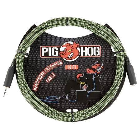 Pig Hog 10ft Headphone Extension Cable, 3.5mm, Jamaican Green
