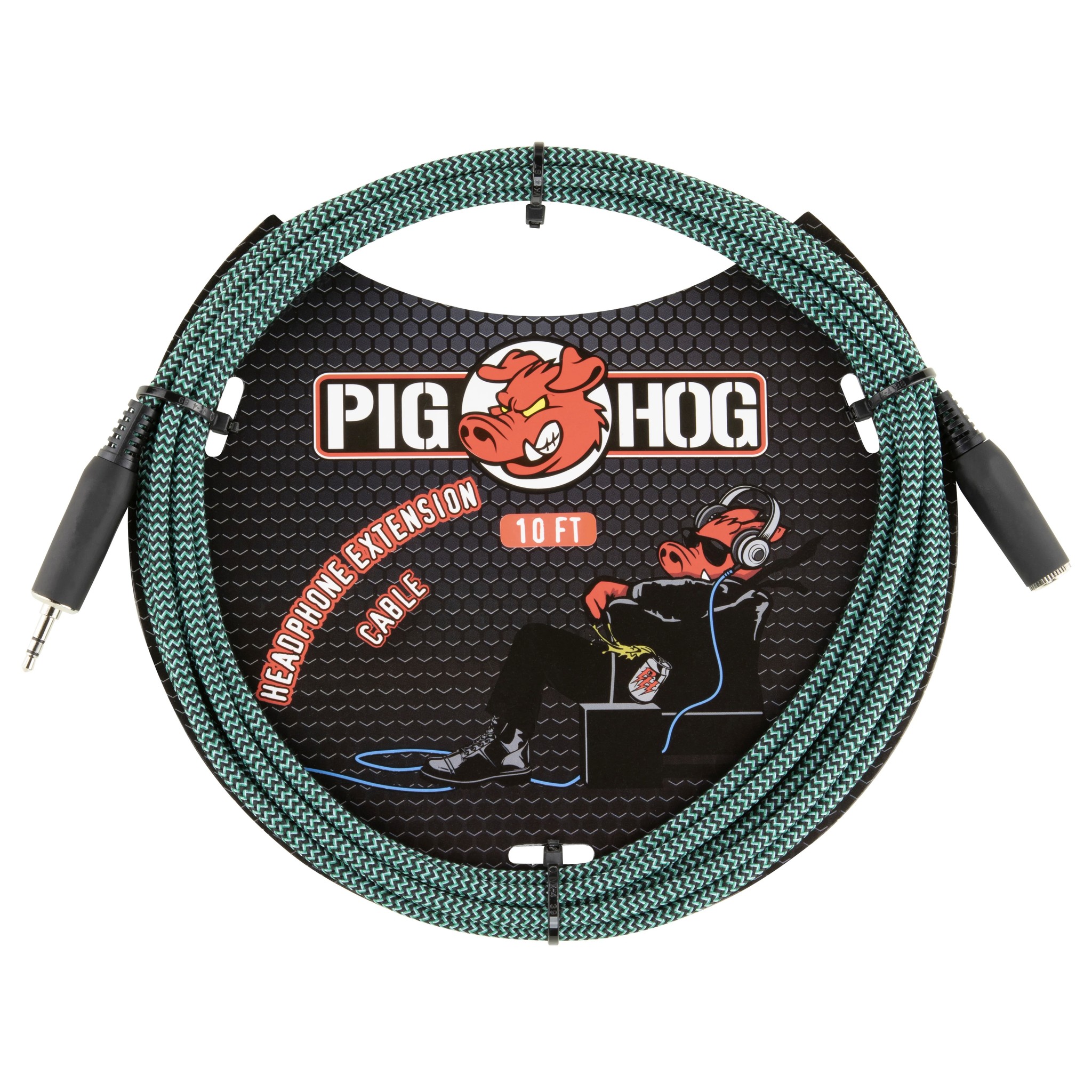 Pig Hog 10ft Headphone Extension Cable, 3.5mm, Tahitian Blue