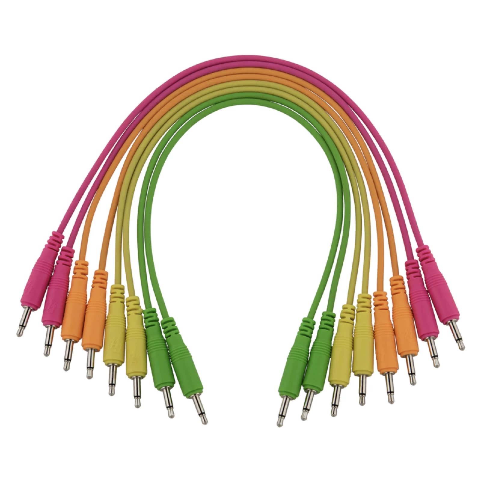 Pig Hog 3.5mm mono Synth Patch Cable 8 Pack - 10-inch (Modular, Eurorack Cables), Neon Colors