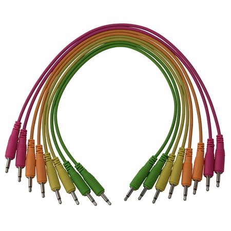 Pig Hog 3.5mm Mono Synthesizer 12-Inch Patch Cables,  8-Pack (modular, Eurorack), Neon Colors