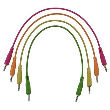 Pig Hog Pig Patch 3.5mm Mono Synthesizer Patch Cables, 4-Pack of 10" Neon Cables