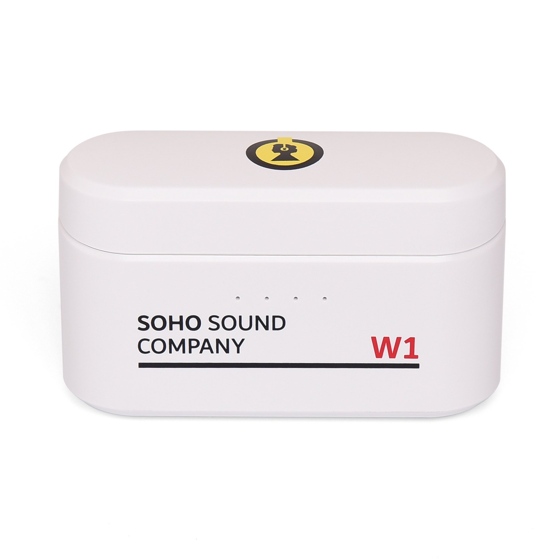 SoHo Sound Company W1 Earbuds, True Wireless Stereo Bluetooth, On-Board Power Bank 3000 mAh (White City House)