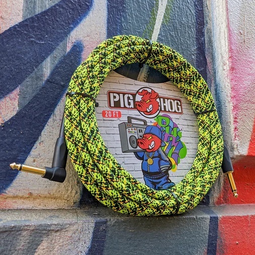 Pig Hog "Yellow Graffiti" Instrument Cable, 20 Ft Right Angle