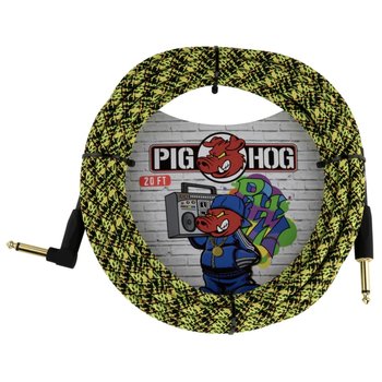 Pig Hog "Yellow Graffiti" Instrument Cable, 20 Ft Right Angle