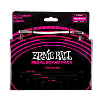 Ernie Ball Flat Ribbon Patch Cables Pedalboard Multi-Pack, White (P06387)