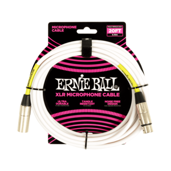 Ernie Ball 20-Foot (6.10m) Microphone Cable (XLR Male/Female), White