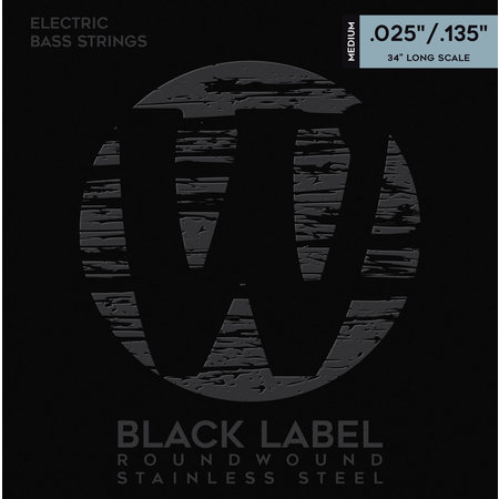 Warwick Black Label Bass Strings, 6-String Set Medium, 025-135 (40401 M 6 025/135")