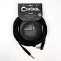 Cordial Cables Premium Instrument Cable with Gold Connectors, Peak Series - 1/4" TS Straight to 1/4" TS Right Angle Connectors (20-Foot Black Cable)