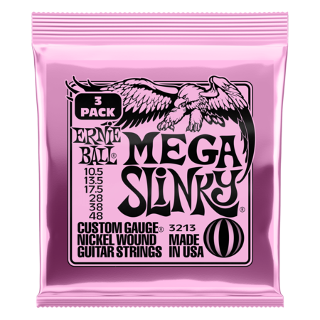 Ernie Ball Mega Slinky Nickel Wound Electric Guitar Strings 3 Pack - 10.5-48 Gauge