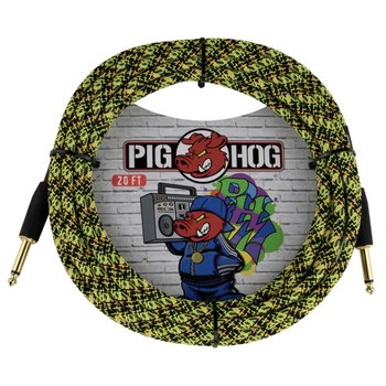 Pig Hog "Yellow Graffiti" Woven Instrument Cable, 20-Foot, Straight 1/4"