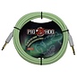 Pig Hog Glow-in-the-Dark Vintage Woven Instrument Cable, 10 ft, Straight 1/4" Plugs