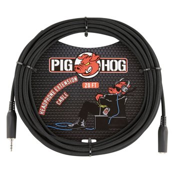 Pig Hog 1/4" (M) to 3.5mm (F) TRS/Headphone Extension Cable, 20-Foot, Black Woven