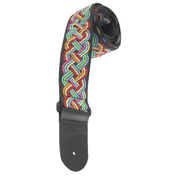 Henry Heller 2" Guitar Strap - Deluxe Jacquard with Tri-Glide, Riveted Vintage Style Leather Ends, Multicolor