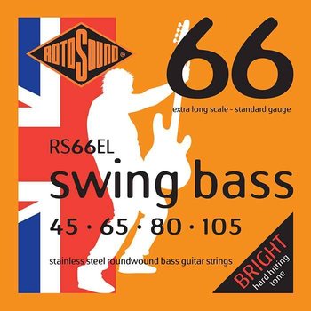 Rotosound RS66EL Swing Bass 66 Stainless Steel Bass Guitar Strings, Extra Long Scale (45-105)