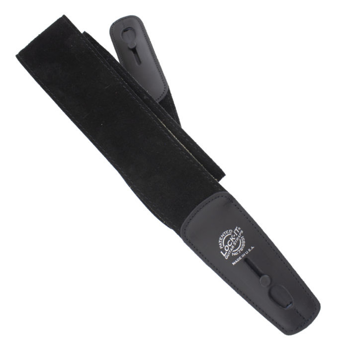Henry Heller 2.75" Guitar Strap, Black Suede Leather w/ Lock-It integrated strap locks