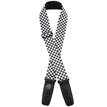 Lock-It Poly Plush 2" Guitar/Bass Strap - Checkerboard - BL/WH