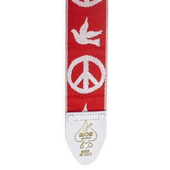 D'Andrea Ace Vintage Reissue Guitar Strap - "Peace and Dove" - RED