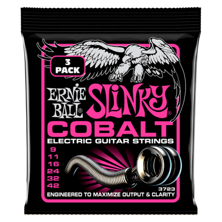 Ernie Ball 3723 Super Slinky Cobalt Electric Guitar Strings 9-42 Gauge - 3 Pack