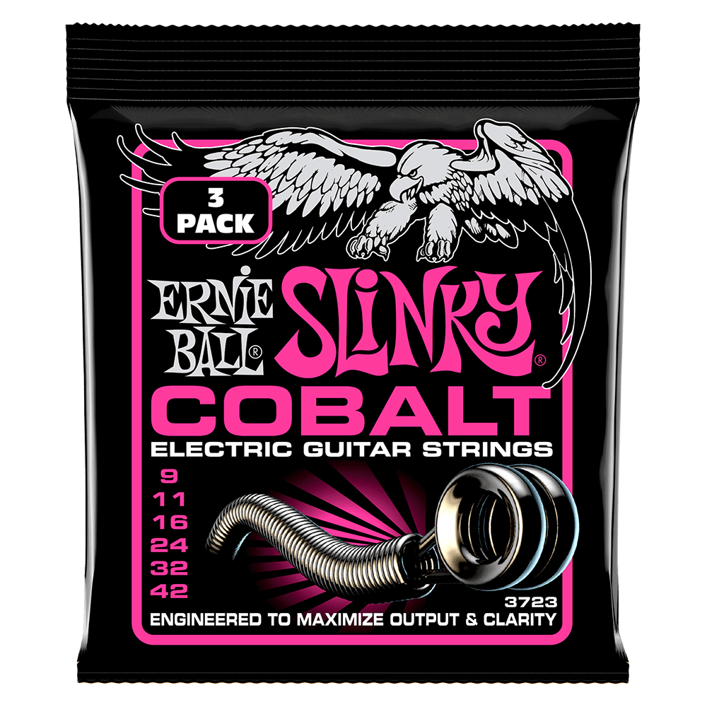 Ernie Ball 3723 Super Slinky Cobalt Electric Guitar Strings 9-42 Gauge - 3 Pack
