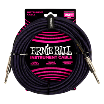 Ernie Ball 6397 Braided Instrument Cable Straight/Straight 25ft - Purple/Black