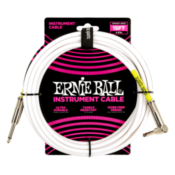 Ernie Ball 6400 Classic Instrument Cable Straight/Angle 15ft - White