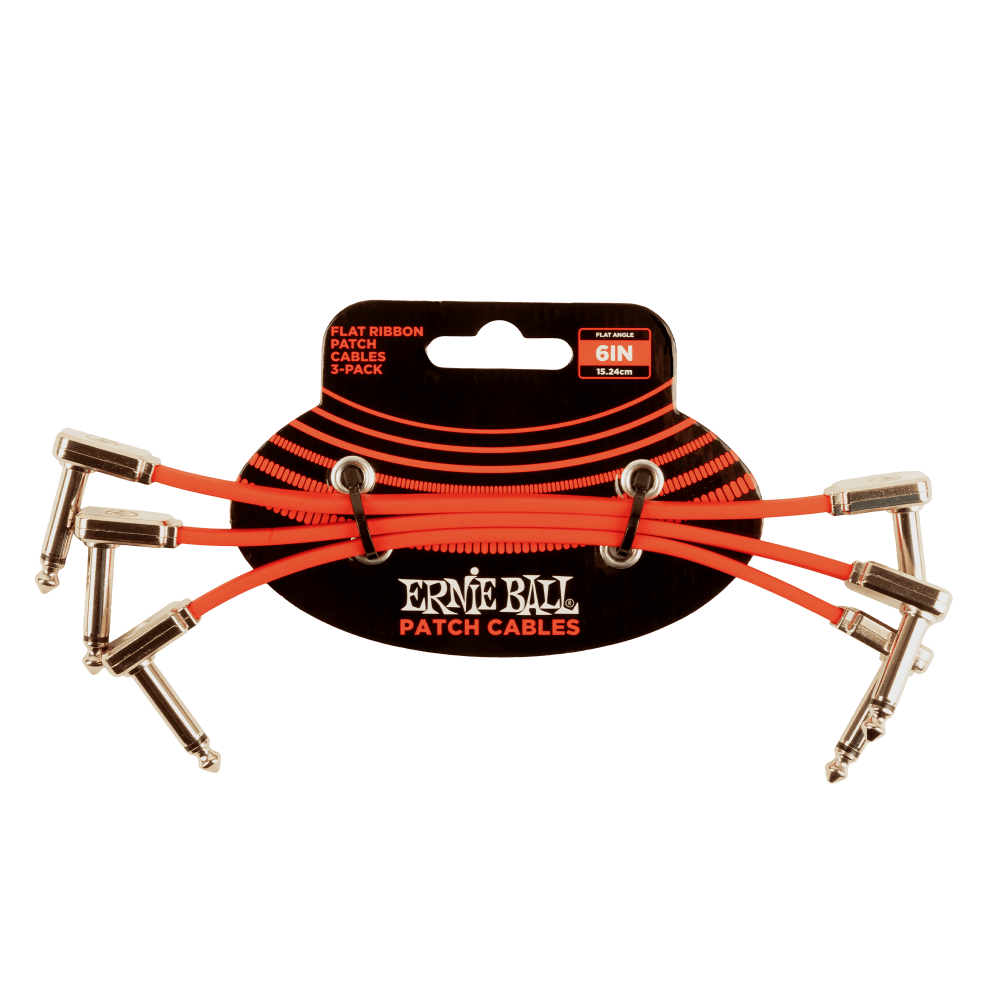 Ernie Ball 6402 Flat Ribbon Patch Cable 6in - Red - 3 Pack