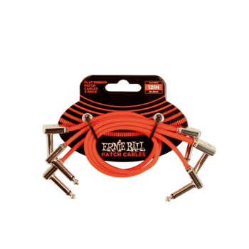 Ernie Ball 6403 Flat Ribbon Patch Cable 12in - Red - 3 Pack