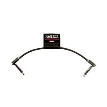 Ernie Ball 6408 Flat Ribbon Stereo Patch Cable 6in - Black - Single