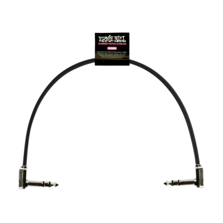 Ernie Ball 6409 Flat Ribbon Stereo Patch Cable 12in - Black - Single