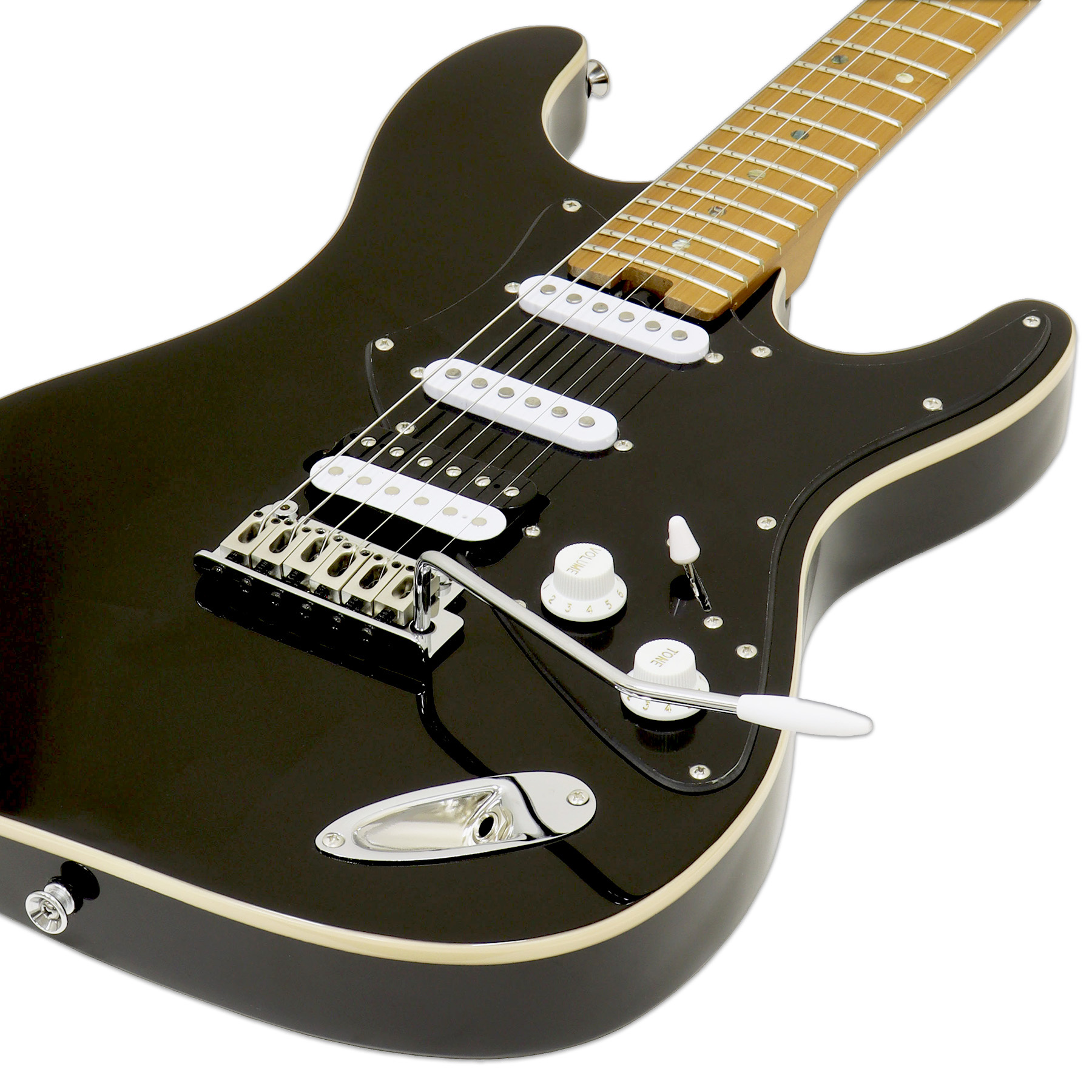 Aria Pro II Tribute Series - 714-DG Fullerton (Gilmour-Inspired) HSS  Electric Guitar, Black