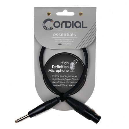 Cordial Cables Balanced Mic/Line - XLRF to TRS 1/4-inch 2-feet, Essential Series