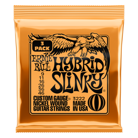 Ernie Ball Hybrid Slinky Nickel Wound Electric Guitar Strings 9-46 Gauge - 3 Pack