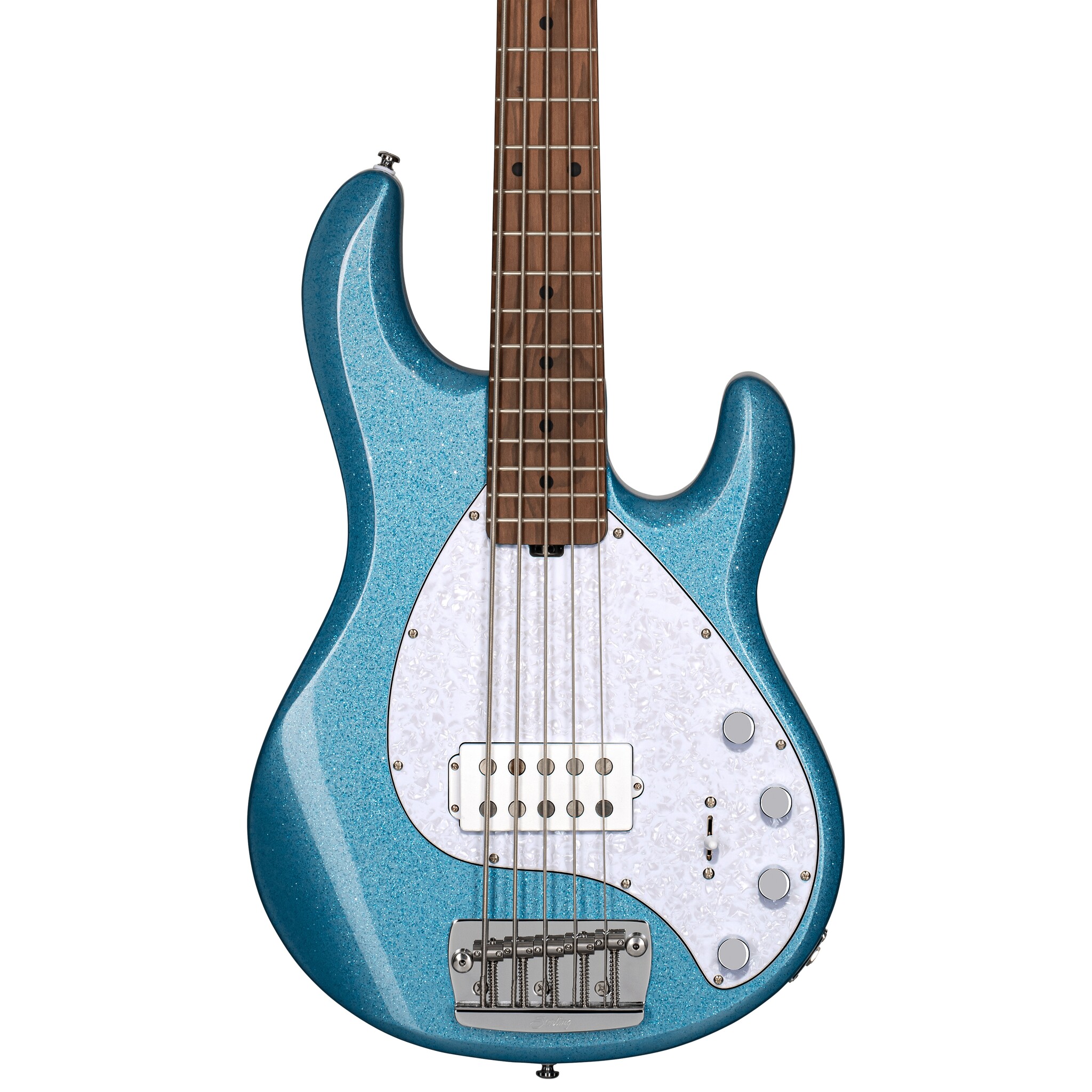 Sterling by Music Man Stingray Ray35, 5-String Bass, Blue Sparkle
