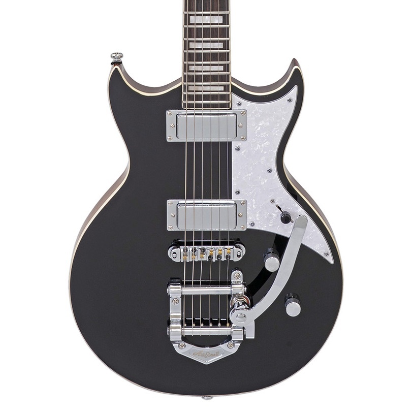 Aria Pro II 212-MK2 - Bowery-Chambered Doublecut with Bigsby, Black