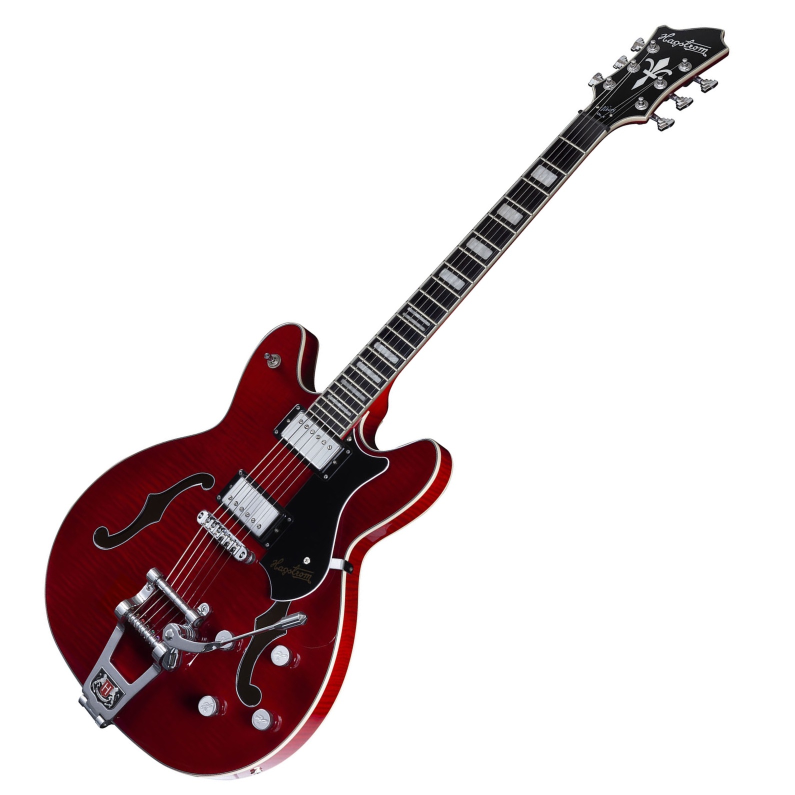 Hagstrom Tremar Viking Deluxe, Semi-hollow Electric Guitar with Tremolo, Wild Cherry Transparent Gloss