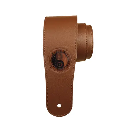 Thalia Capos Strap, Italian Leather with Santos Rosewood and Yin Yang Night and Day Engraving, Brown
