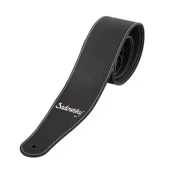 Sadowsky MetroLine Genuine Leather Bass Strap, Black with Silver Embossing