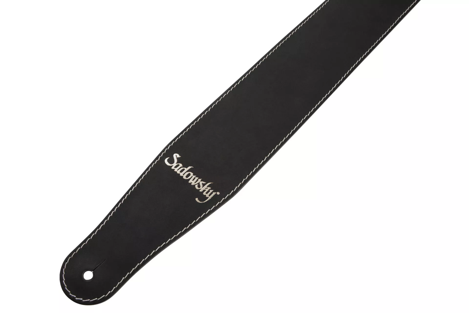 Sadowsky MetroLine Genuine Leather Bass Strap, Black with Silver Embossing