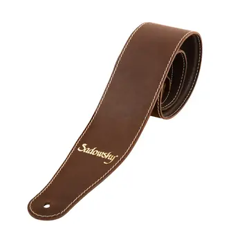 Sadowsky MetroLine Genuine Leather Bass Strap, Brown with Gold Embossing