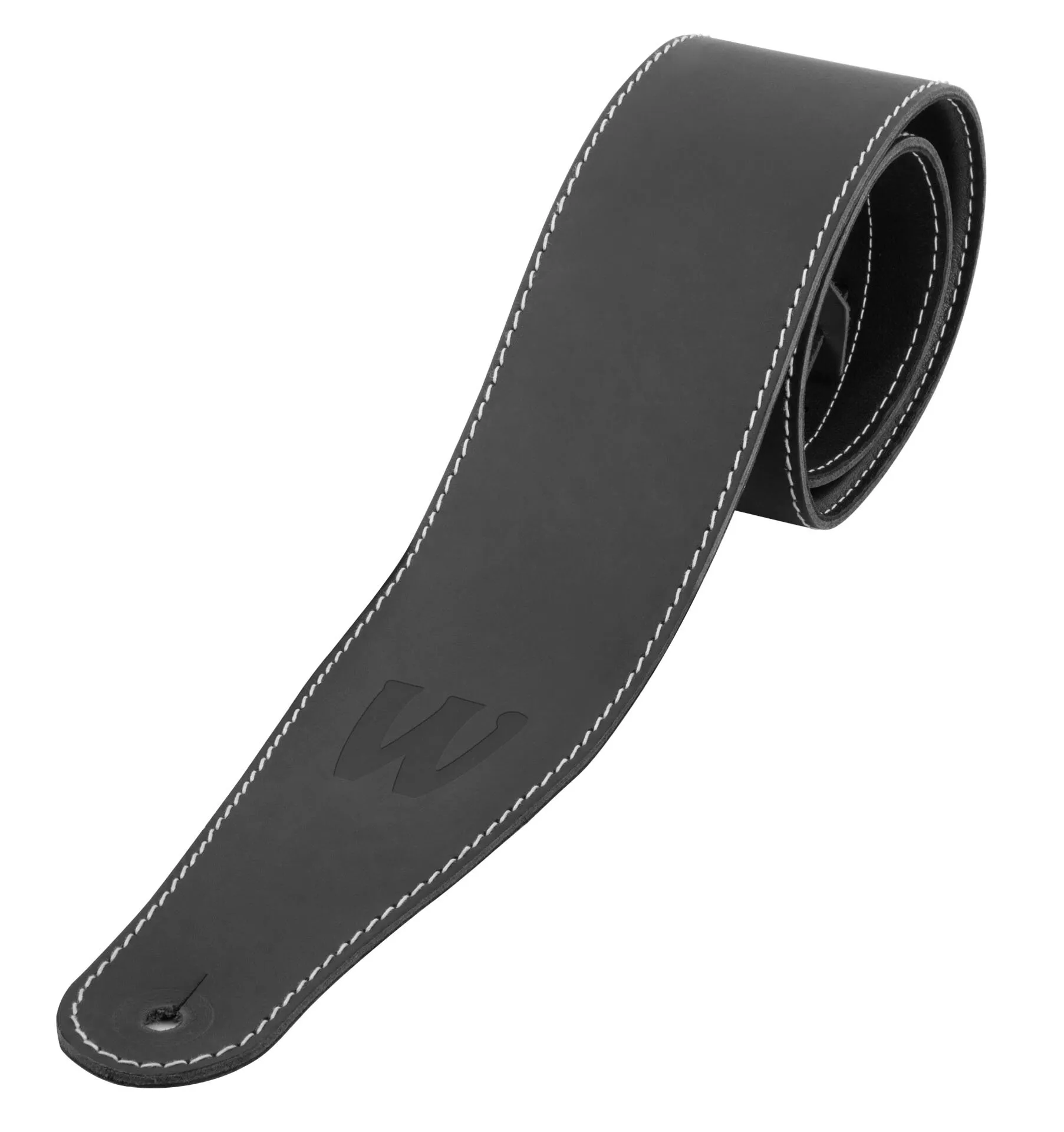 Warwick Teambuilt Genuine Leather Bass Strap, Black with Blind Embossing