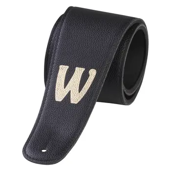 Warwick Synthetic Leather Bass Strap with Neoprene Padding - Black with Gold Embossing
