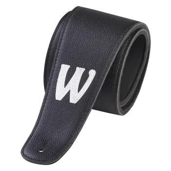Warwick Synthetic Leather Bass Strap with Neoprene Padding - Black with Silver Embossing