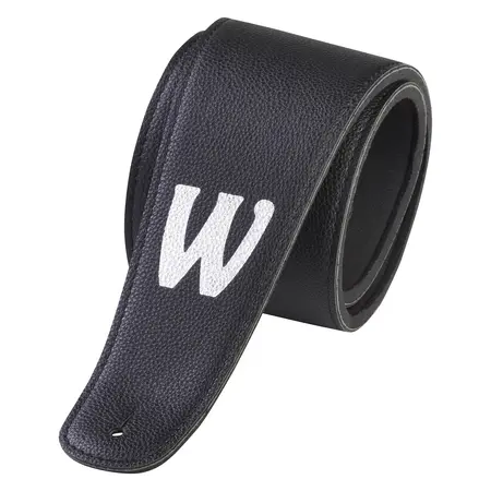 Warwick Synthetic Leather Bass Strap with Neoprene Padding - Black with Silver Embossing