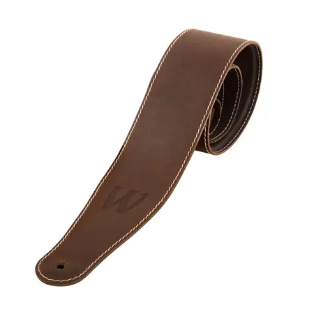 Warwick Teambuilt Genuine Leather Bass Strap, Brown with Blind Embossing